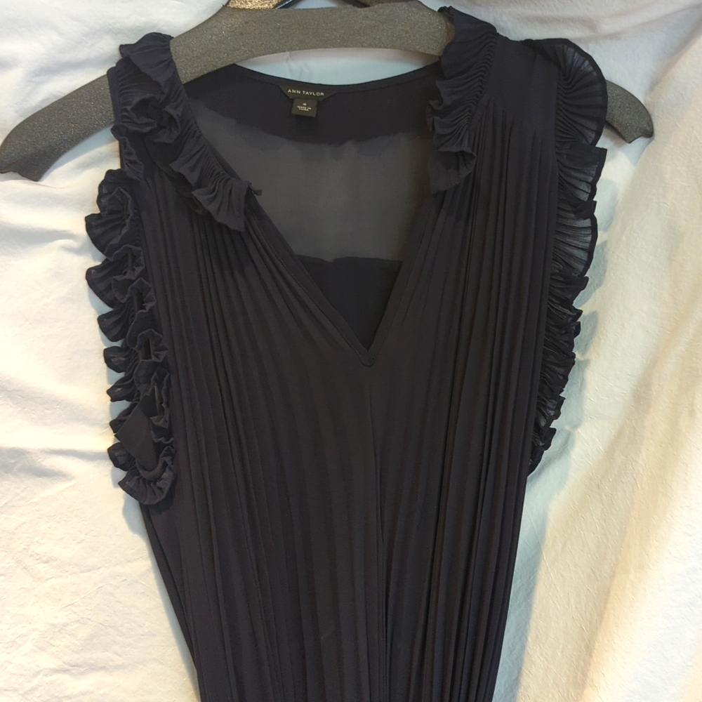 Ann Taylor Chiffon Pleated dress with ruffle
